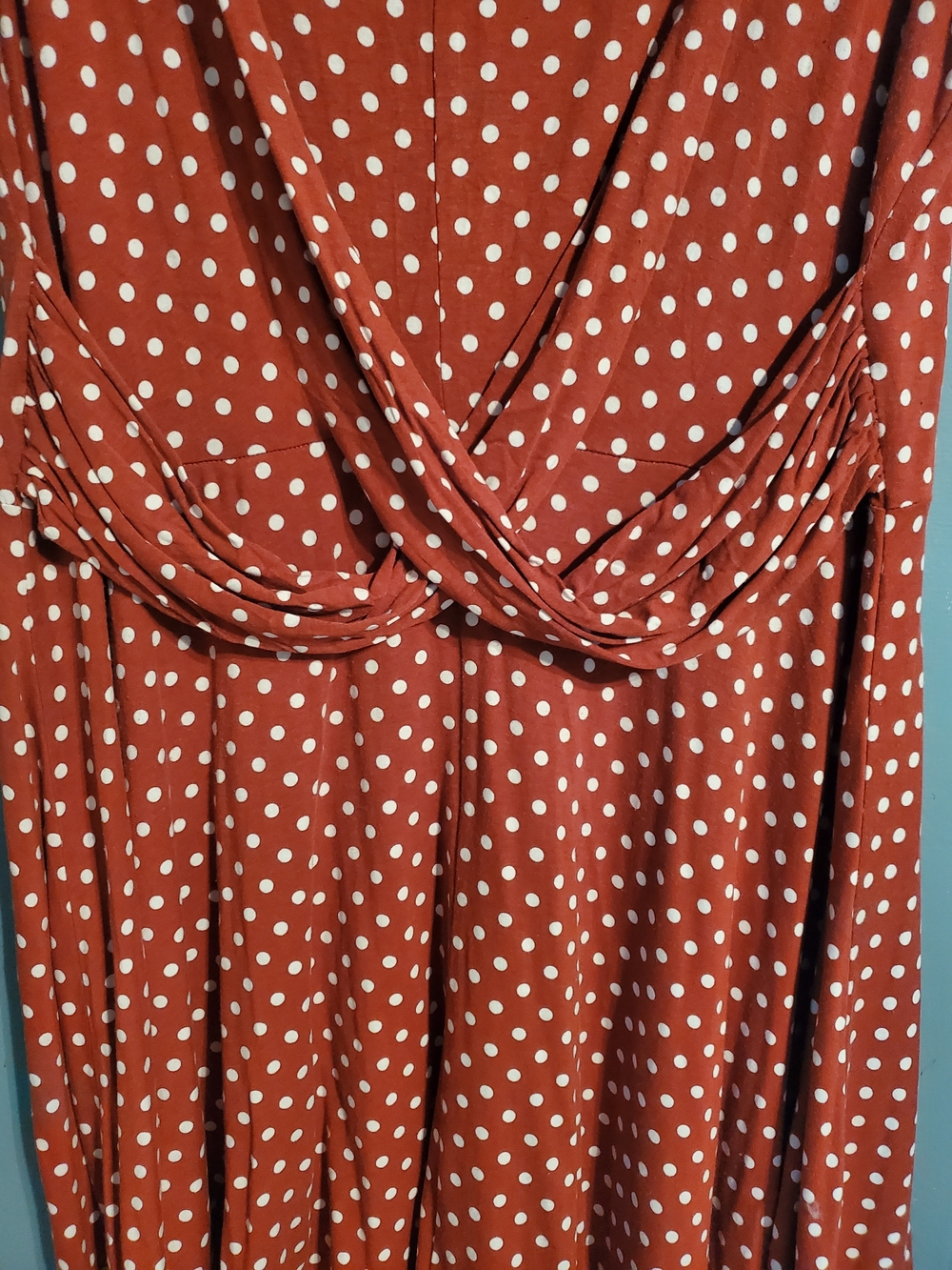 loralette Rust Red Polka Dot short Sleeve Wrap Dress